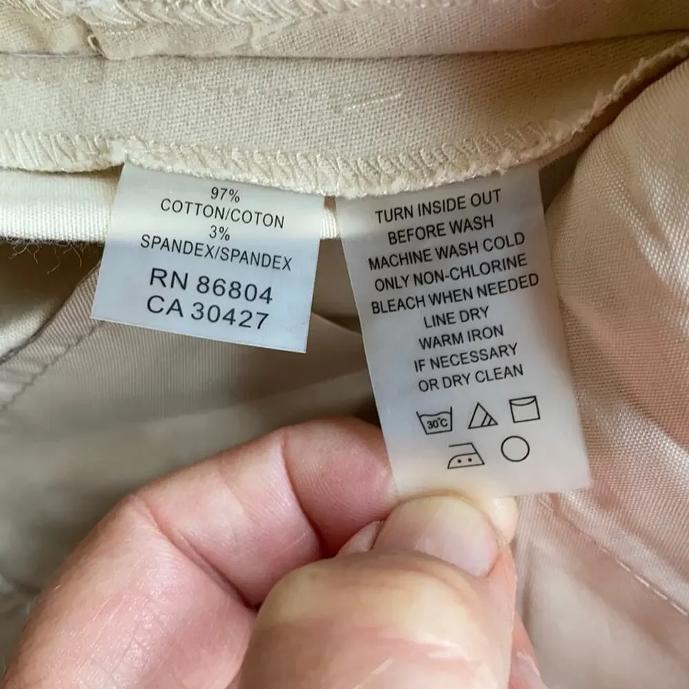 MAGASCHONI 6‎ Pale Khaki Linen/Cotton Capri Pants, Pristine Condition